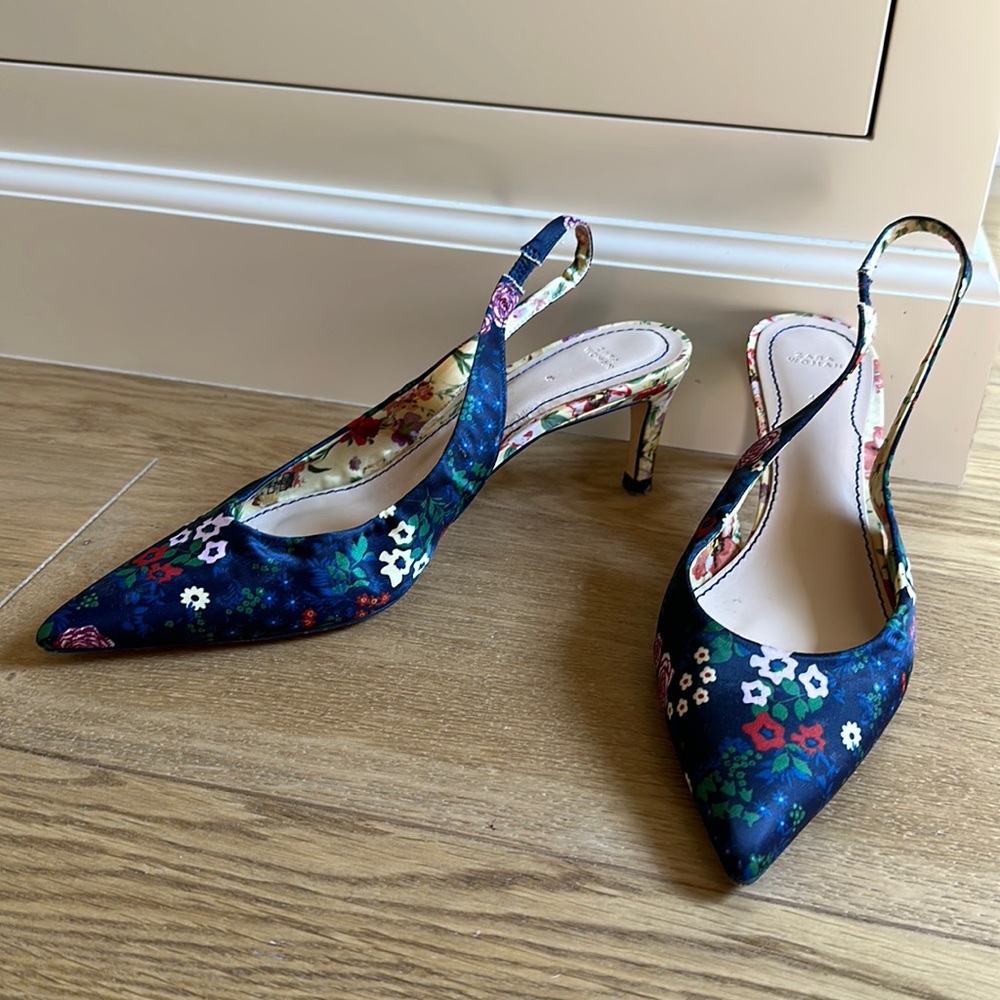 Zara floral kitten heels